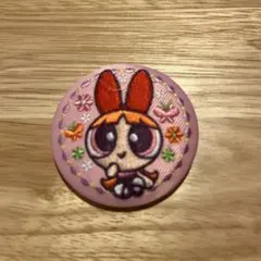パワーパフガールズ刺繍缶バッチブロッサム 缶バッジ ピンク