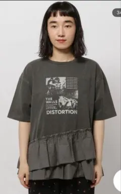 ニコアンド　布帛コンビフリルロックTシャツ　Lサイズのサムネイル