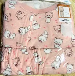 裏起毛 長袖パジャマ 120 ピンク 猫柄 あったか素材　上下セット