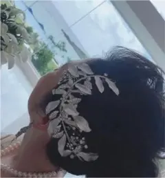 シルバーヘッドドレス　ウエディング　ヘアアクセサリー結婚式