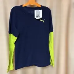 PUMA 長袖カットソー 140センチネイビー/ライムグリーン