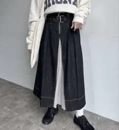 CIAOPANIC TYPY ベルト付きシフォンプリーツ切替スカート