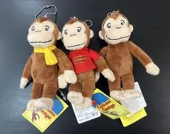 おさるのジョージ ぬいぐるみ キーホルダー Tシャツ＆マフラーAS 3体セット