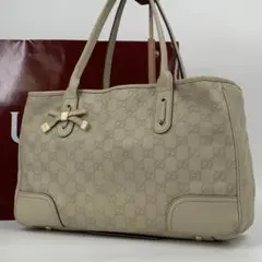 GUCCI グッチ163805　001013 プリンシートートバッグ GG柄レザー ベージュ ゴールド レディース リボン 中古 管理HS14713 GUCCI グッチ GGキャンバス プリンシーライン リボン トートバッグ ショルダーバッグ レザー カーキベージュ ダークブラウン 茶 163805  中古 | Blumin 店