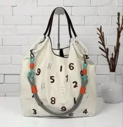 【新品】刺繍エコバッグ ストラップ付き　トートバッグ　Mサイズ