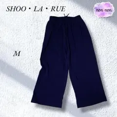 S004.シューラルー/ワイドパンツ【M】ネイビー/サラサラ/クロップド丈