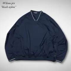 Wilsonブラックナイロンプルオーバー黒XL無地 グランパコアミニマルus古着