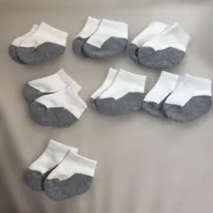 ベビー靴下 ホワイト/グレー 7足セット