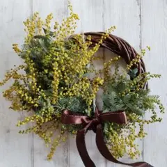 ミモザとユーカリのリース　３