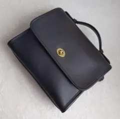 【希少】OLD COACHオールドコーチ 2wayバッグ　黒革　ゴールド金具