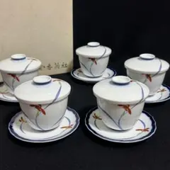【未使用・木箱入り】オールド　香蘭社 高級　蒸碗揃　５客セット　茶碗蒸し 未使用・木箱入り】オールド 香蘭社 高級 蒸碗揃 5客セット