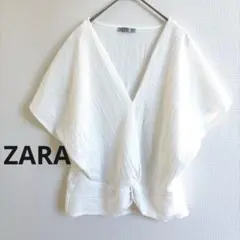 ZARA ホワイト 半袖 ブラウス シャツ レディース M 春 トップス フレア
