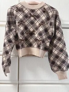【匿名配送/美品】マジェスティックレゴンリボンチェックニット