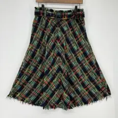 ZARA WOMAN チェック柄 フリンジスカート Mサイズ