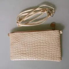 早い者勝ち❣️小物入れ 薄型ポーチ 小さめ 小銭入れ クロコ調 ホワイト