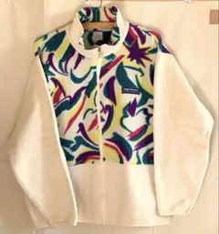 90s ヘリーハンセン　フリースジャケット マルチカラー×ホワイト　M