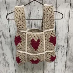 ハート模様モチーフバック　ハンドメイド