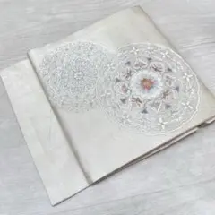 【着物と帯 時流】N25750◆正絹 九寸名古屋帯◆曲線文様 金糸 全通 美品 着物と帯 時流】N25750◇正絹 九寸名古屋帯◇曲線文様 金糸 全通
