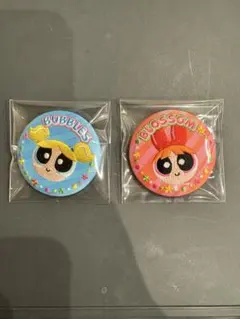 パワーパフガールズ　バブルス＆ブロッサム 刺繍缶バッジセット