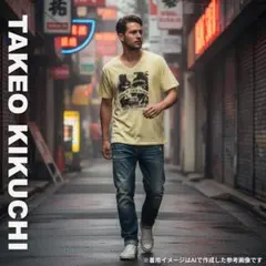 1652 TAKEO KIKUCHI VネックTシャツ フォトプリント 黄色 Mのサムネイル