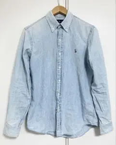 RALPH LAURENラルフローレンのインディゴ長袖ボタンダウンシャツ/S