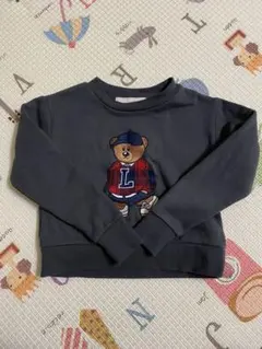 logosクマ刺繍　トレーナー 90cm ダークグレー