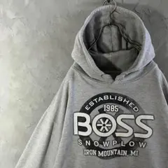 ヴィンテージ　ビッグプリント　裏起毛　パーカー　グレー　プルオーバー　IW4