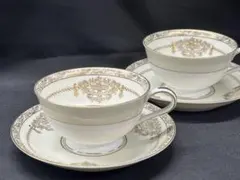 極美品】(C)ノリタケ ポロネーズ カップ＆ソーサー 2客セット ペア