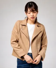COLZA スエード　ライダースジャケット M ベージュ　ライダース