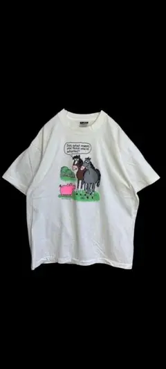90s フルーツ シュール　アニマル　 Tシャツ シングルステッチ 古着