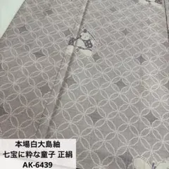 本場白大島紬 七宝に粋な童子 正絹 AK-6439