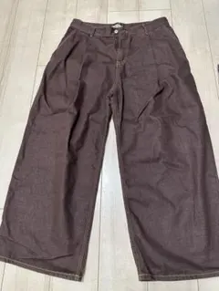 韓国購入 ワイドデニム バギーパンツ ダークブラウン 太め 古着