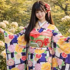 新品　洗える振袖　完全フルセット　23点　成人式　結婚式　前撮り　黄　青　高身長