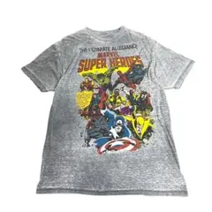 プリントTシャツ　アメコミ　MARVEL ウォッシュ加工　グレー　古着　8Sa