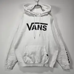 VANS　ビッグロゴ　フーディー　パーカー　S　ビッグシルエット　ホワイト　古着