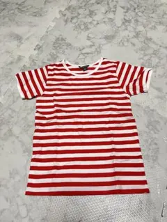 marimekko 赤白ストライプ Tシャツ 122/128