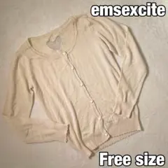 【emsexcite】ニットカーディガン ハート刺繍&レース ウェーブカット