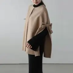 本日限定！AMELY 　ブラウン ポンチョ フリーサイズ　　　　　　リボン付き