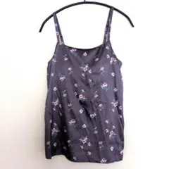 未着用　ブラカップつき　花柄紫色キャミソール