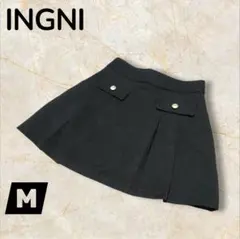 INGNI ブラック 金ボタンサイドプリーツミニスカート スカパン