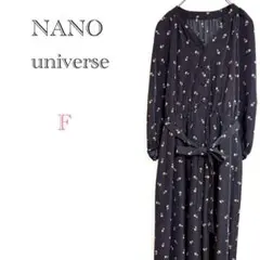 ＊ナノユニバース【F】ロングワンピース 花柄ウエストリボン ブラウス フェミニン