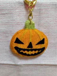 ちりめん細工キーホルダー 《ハロウィンかぼちゃ》