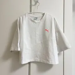 PUMA ホワイト Tシャツ ピンクロゴ