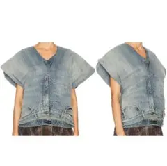 sacai インディゴ Mix Denim ブラウス - メルカリ