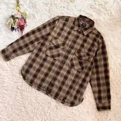 『BEAMS HEART』ビームスハート　ダメージチェックネルシャツ　穴あき加工