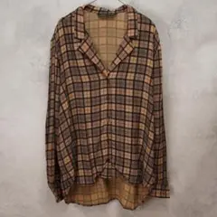 ZARA WOMAN シャツ ベージュ USA:M 長袖 チェック柄 ブラウス