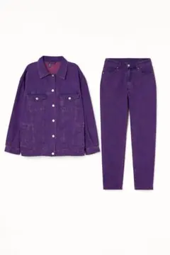 h&m パープル デニム　パンツ　ジャケット　セットアップ