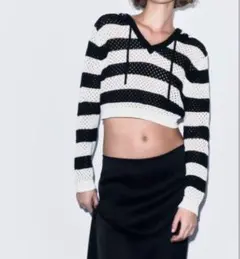 ZARA インポート　クロップドニットトップス