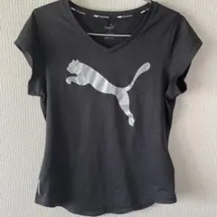 PUMA DRYCELL レディースVネックTシャツ ダークグレー