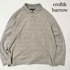 00's croft & barrow ボーダー ロングスリーブ ポロシャツ L